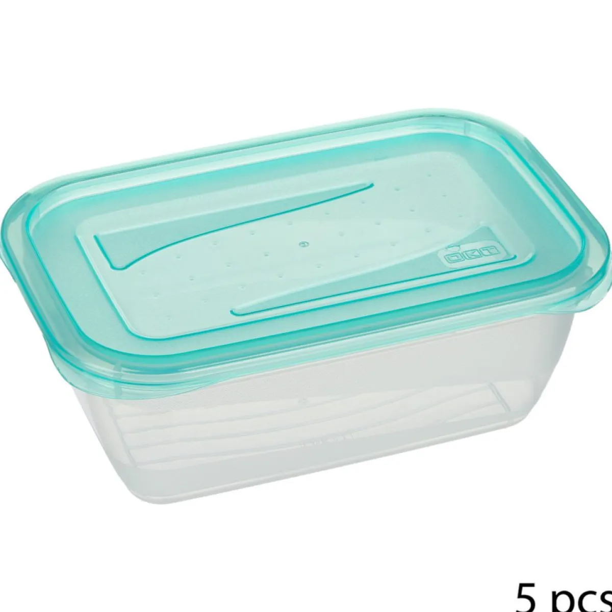 Tapas Y Cubiertas>Juego 5 Recipientes Plast Tapa Azul 0.5L