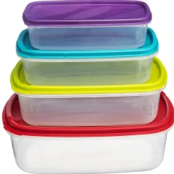 5five Tapas Y Cubiertas>Juego 4 Recipientes Rect. C/Tapa Colores