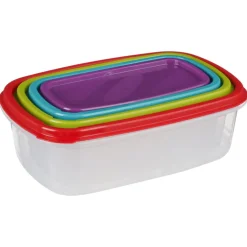 5five Tapas Y Cubiertas>Juego 4 Recipientes Rect. C/Tapa Colores