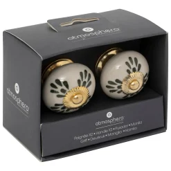 atmosphera Accesorios|Estilo Contemporaneo>Juego 2 Tiradores De Cerámica 3.8x4.8Cm