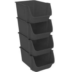 Cajas De Almacenamiento Y Organizadores>Juego de 4 cestos de almacenaje gris oscuro