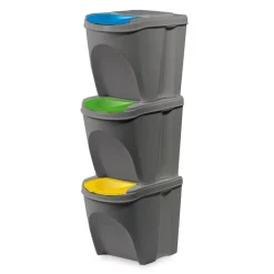 Botes De Basura Y Contenedores De Reciclaje>Juego de 3 cubos de reciclaje 25l