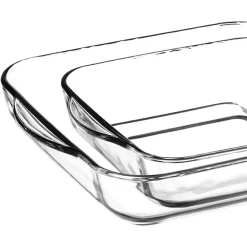 Bandejas Y Platos Para Horno>Juego de 2 fuentes cuadradas BORCAM de vidrio