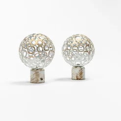 atmosphera Varillas Y Accesorios>Juego De 2 Remates Boule D20 Blanco/Oro