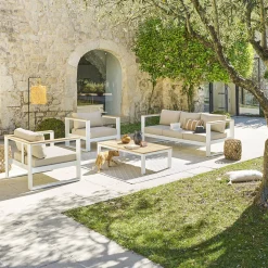 hespéride Conjuntos De Jardín>Juego de jardín EMPERIA blanco de madera acacia