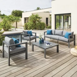 hespéride Conjuntos De Jardín>Juego de jardín EVASIÓN 5 plazas gris grafito