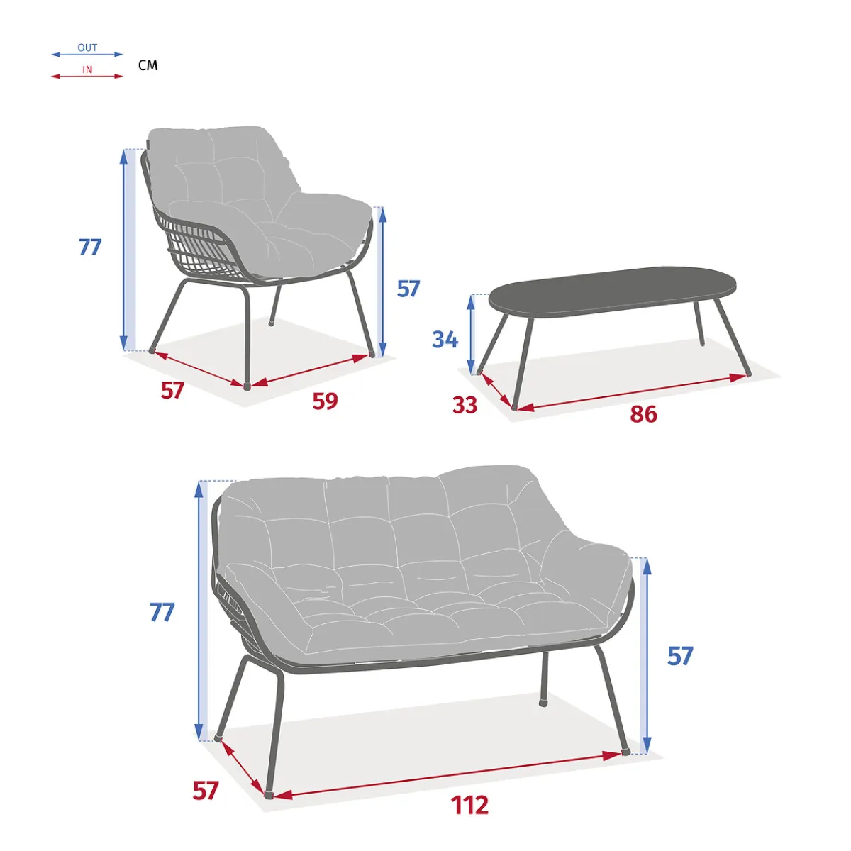 hespéride Conjuntos De Jardín>Juego de jardín PAOPAO blanco 4 plazas