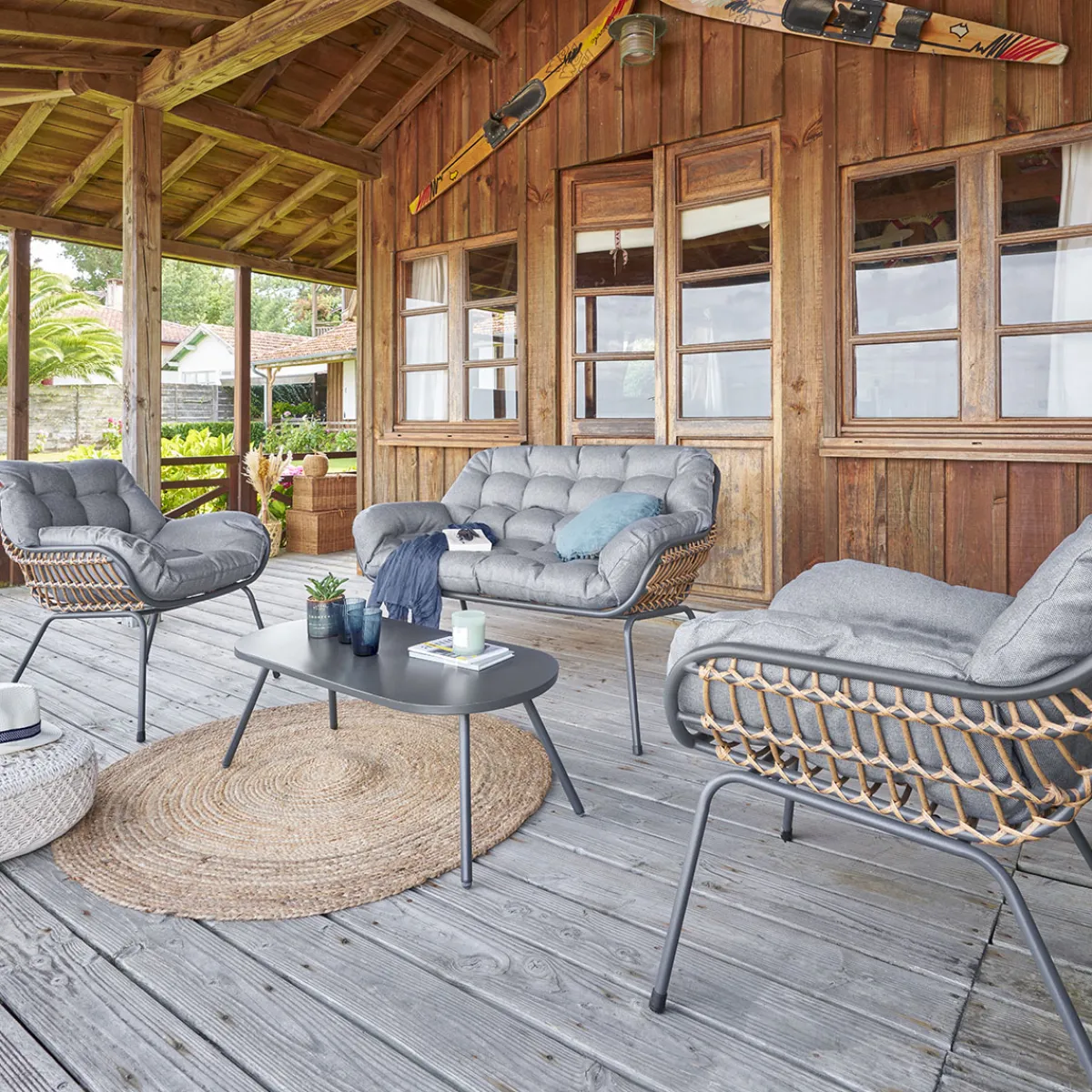 hespéride Conjuntos De Jardín>Juego de Jardín PAOPAO gris graphite 4 plazas