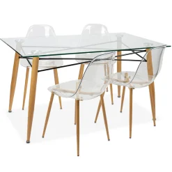 Mesas Para Comer>Juego de mesa con tapa vidrio + 4 sillas VANITY