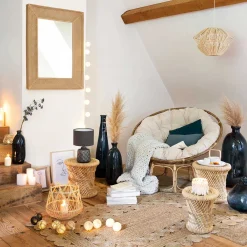 atmosphera Lámparas De Mesa>Lámpara De Mesa Ilou Gris Oscuro 22x35Cm