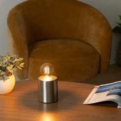 atmosphera Lámparas De Mesa>Lámpara De Mesa Saba Plateada 9x10.5Cm