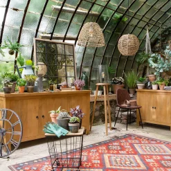 atmosphera Lámparas De Techo>Lámpara De Techo Metal Y Ratán 33x35Cm