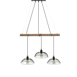 atmosphera Lámparas De Techo>Lámpara de techo TIMMY negra de metal y madeira