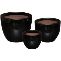atmosphera Complementos>Maceta Cerámica Negra Tam. 2/3 29.5x24