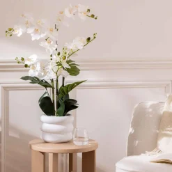 atmosphera Plantas Y Flores Artificiales>Maceta con orquídea artificial MICK blanca 80cm