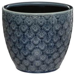 atmosphera Jarrones Y Vasos>Maceta De Cerámica Flor Azul 20x18Cm