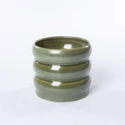 Jarrones Y Vasos>Maceta De Cerámica Ondulada Verde 12.9cm