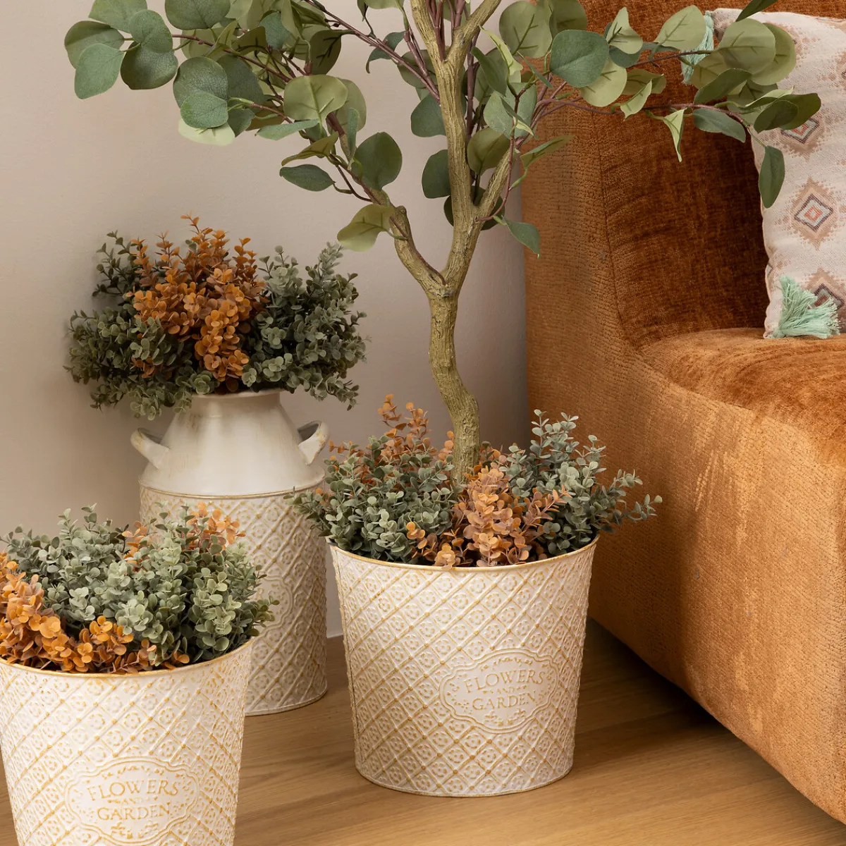 atmosphera Jarrones Y Vasos>Maceta TINO de hierro blanco 22cm