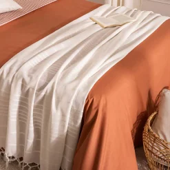 atmosphera Mantas>Manta Con Flecos Color Crudo 230x250Cm