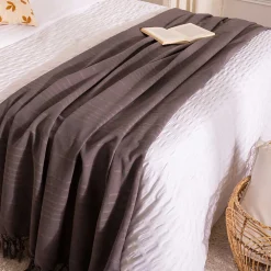 atmosphera Mantas>Manta Con Flecos Gris 160x220Cm