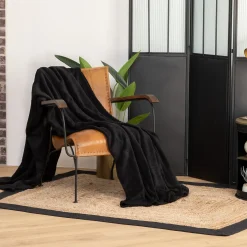 atmosphera Mantas>Manta de microfibra negra 180x230cm