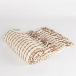 hôma Mantas>Manta ELM beige y taupe 130x160cm