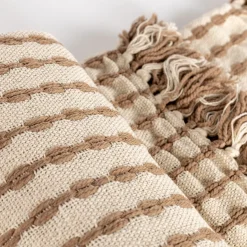 hôma Mantas>Manta ELM beige y taupe 130x160cm