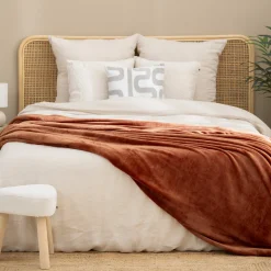 atmosphera Mantas>Manta OLLIS terracota de terciopelo