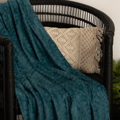 atmosphera Mantas>Manta Rombos 3D Azul Petróleo 125x150Cm