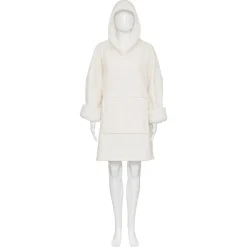 atmosphera Mantas>Manta Sudadera Con Capucha Bouclé Marfil