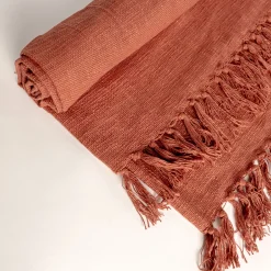 atmosphera Mantas>Manta terracota con flecos 125x150cm