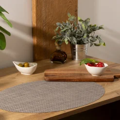 Manteles, Servilletas Y Manteles Individuales>Mantel Individual Texaline Ovalado Gris