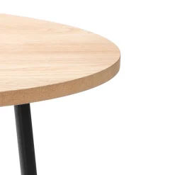 Mesas Bajas Y Auxiliares>Mesa auxiliar beige de madera y metal D40cm