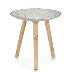 Mesas Bajas Y Auxiliares>Mesa auxiliar de madera tapa decoración espiral