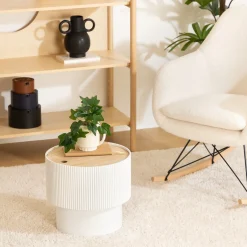 atmosphera Mesas Bajas Y Auxiliares|Estilo Industrial>Mesa auxiliar ENOLA blanca y beige