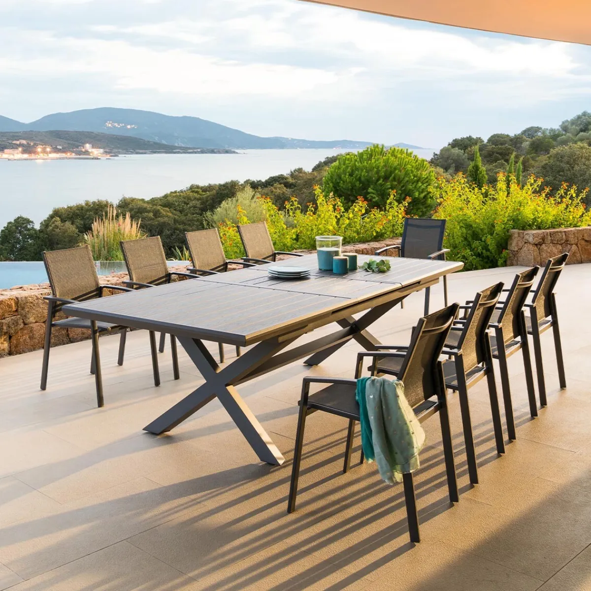 hespéride Mesas De Jardín>Mesa extensible AXIOME gris ardósia 220-279cm