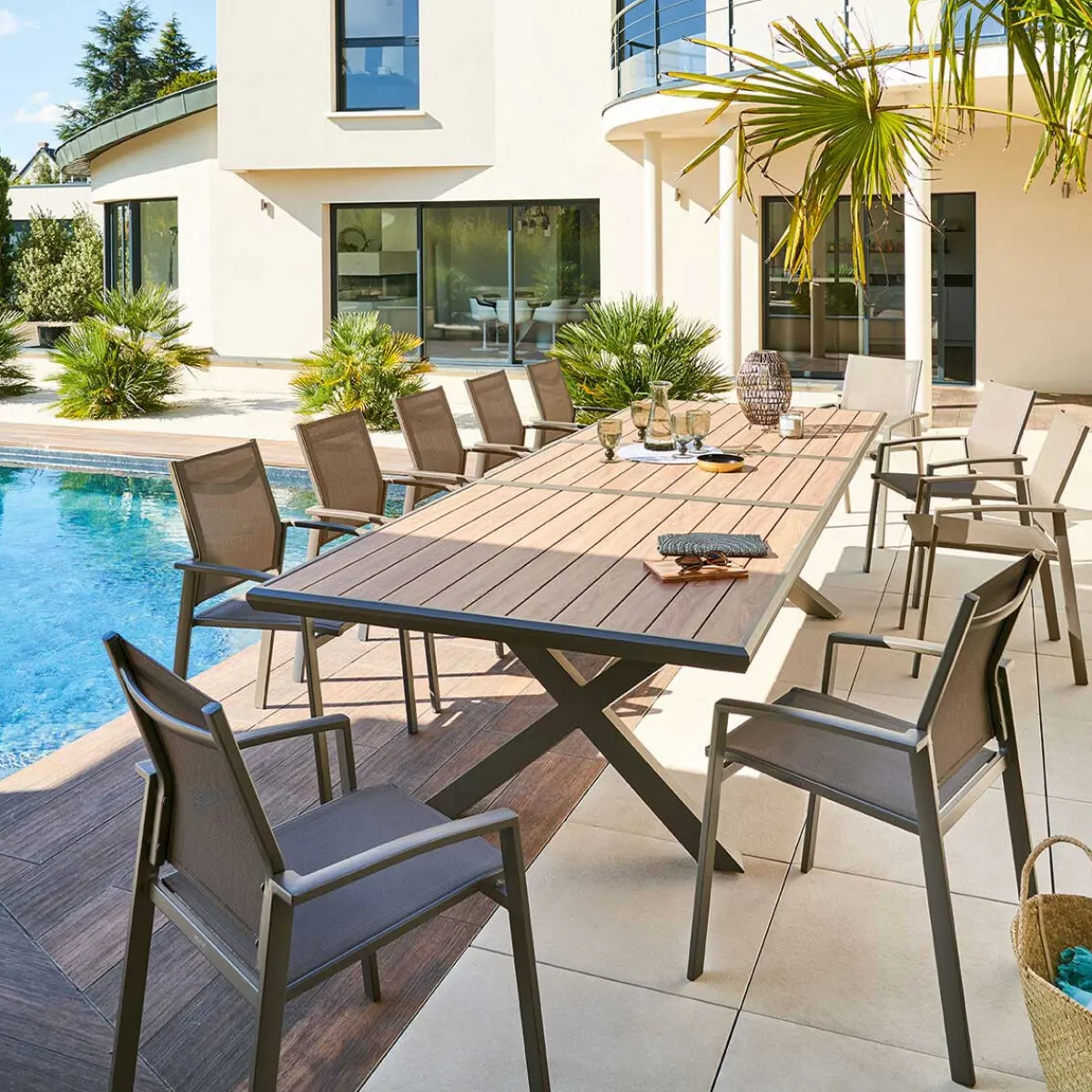 hespéride Mesas De Jardín>Mesa extensible AXIOME praline y honey 250-330cm