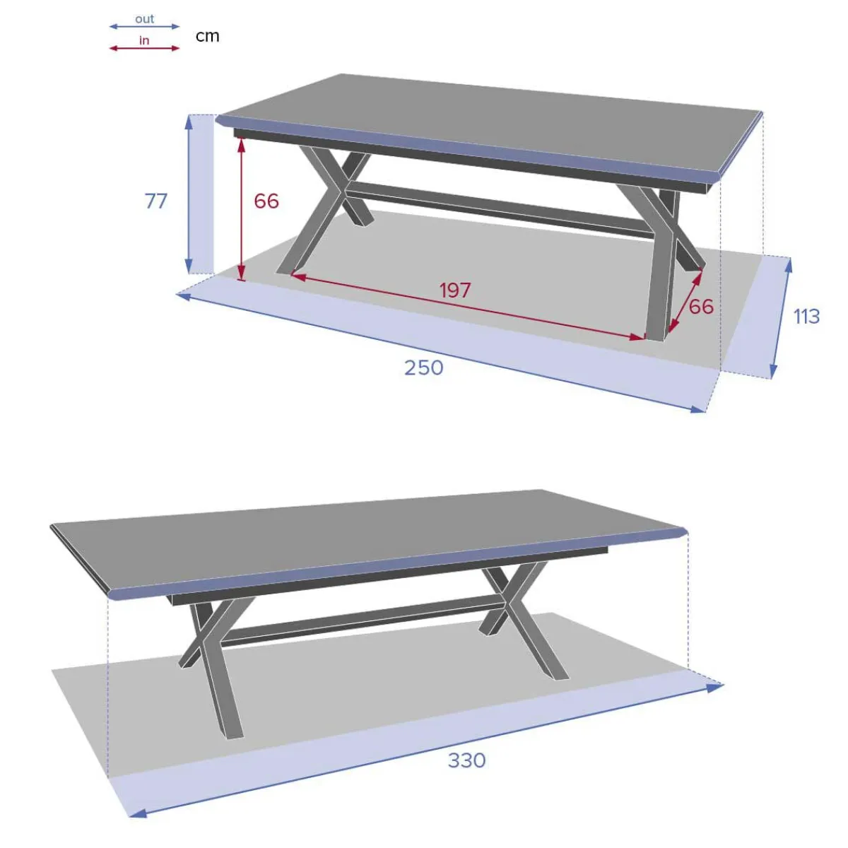 hespéride Mesas De Jardín>Mesa extensible AXIOME praline y honey 250-330cm