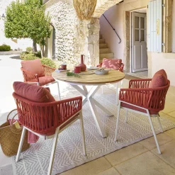 hespéride Mesas De Jardín>Mesa ORIENGO redonda blanca de madera acacia