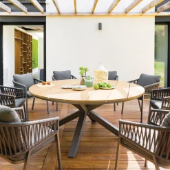 hespéride Mesas De Jardín>Mesa ORIENGO redonda graphite de madera acacia