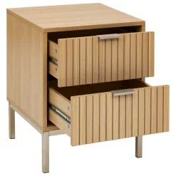 5five Mesas Bajas Y Auxiliares|Estilo Contemporaneo>Mesita de noche con 2 cajones de mdf beige TASSO