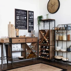 atmosphera Muebles Y Carros De Apoyo>Mueble De Bar Bakos Con Botellero 160cm