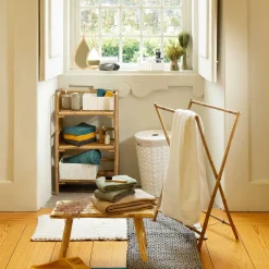 Muebles Con Lavabo Y Auxiliares>Mueble para baño de bambú con 3 niveles 87.5cm