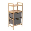 Muebles Con Lavabo Y Auxiliares>Mueble para baño de bambú con 2 cestas para ropa