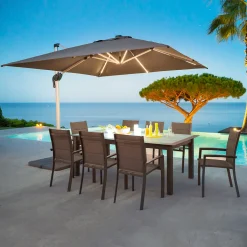 hespéride Parasol Y Bases>Parasol EQUADOR gris ardósia con led 3x3m