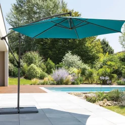 hespéride Parasol Y Bases>Parasol MANOA excéntrico azul canard 3m