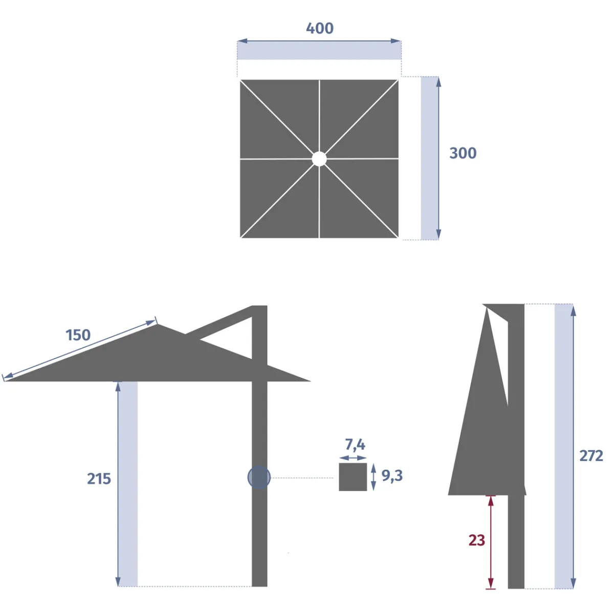 hespéride Parasol Y Bases>Parasol MELHIA color lino 4x3m