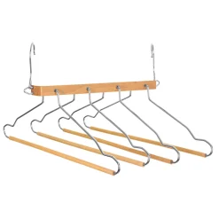 5five Perchas Y Travesaños>Percha de madera para 4 camisas y pantalones