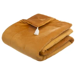 atmosphera Edredones Y Colchas>Pie De Cama Terciopelo Ocre 80x180Cm