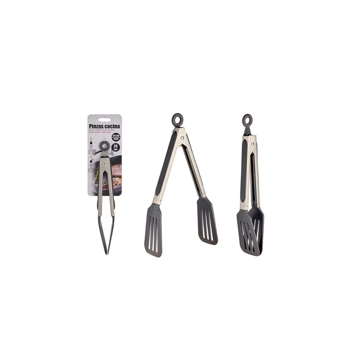 Utensilios Para Servir>Pinzas Ranuradas Con Mango Inoxidable